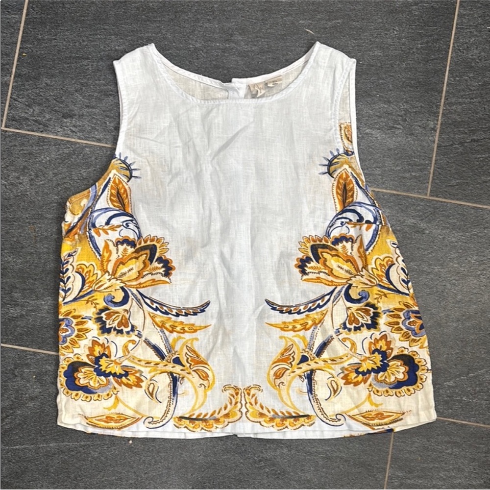 Joie Linen Tank top with button detailing on the back